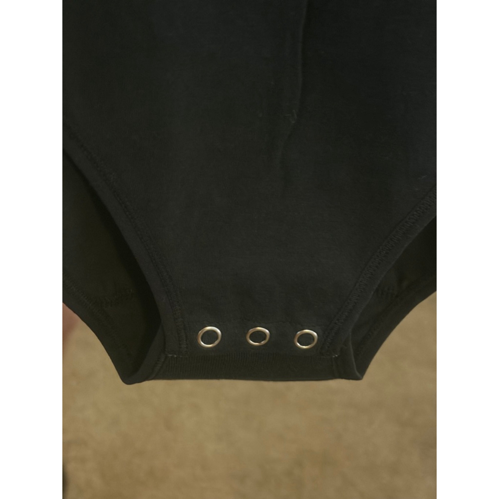 Revolve Women's Essentials by Tummy Tank Black Cotton Full Back Bodysuit 1X/2X - Picture 3 of 6